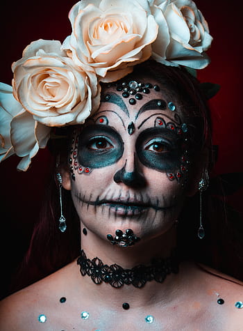 catrina, makeup, lebka, kostra, Mexiko, předvečer Všech svatých, mrtvý, diademuertos, kosti, ženy, calaca