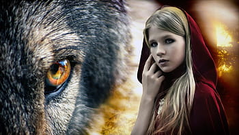 little, red, riding, hood illustration, chaperone, wolf, forest, wallpaper