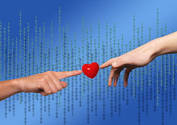 two, hands, pointing, Matrix, Heart, Love, Communication, software, pc, virus, computer