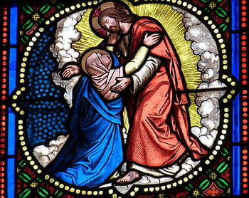 stained, glass, jesus christ, mary magdalene, church, window, church window, stained glass, stained glass window, maria, jesus