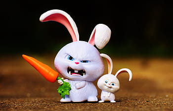 rabbit, holding, carrot illustration, Hare, Evil, Snowball, Film, Character, film character, pets, funny