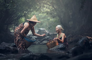Asie, koupání, Kambodža, starší, člověk, indonéština, malajsie, Myanmar, barma, lidé, Skála