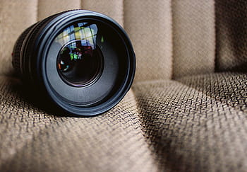 Černá, objektiv fotoaparátu dslr, béžový, sedadlo, makro, fotografování, teleobjektiv, objektiv, hnědý, textil, technologie