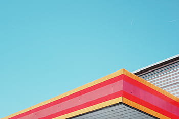 rosso, rosa, giallo, di legno, tavola, tetto, grondaia, struttura, cielo, architettura, blu
