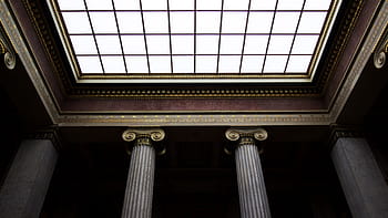 building, interior, glass roof, daytime, white, concrete, pillars, clear, glass, top, ceiling