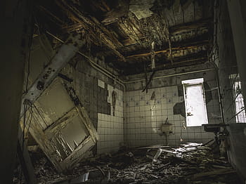 foto, distrutto, bagno, luogo perduto, orrore, edificio abbandonato, partire, corri giù, malaticcio, mistico, pforphoto