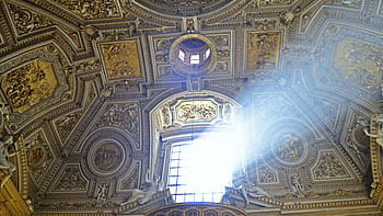 multicolored, painted, dome building ceiling, st peter's basilica, vatican, catholic, church, faith, ray of light, god, christianity