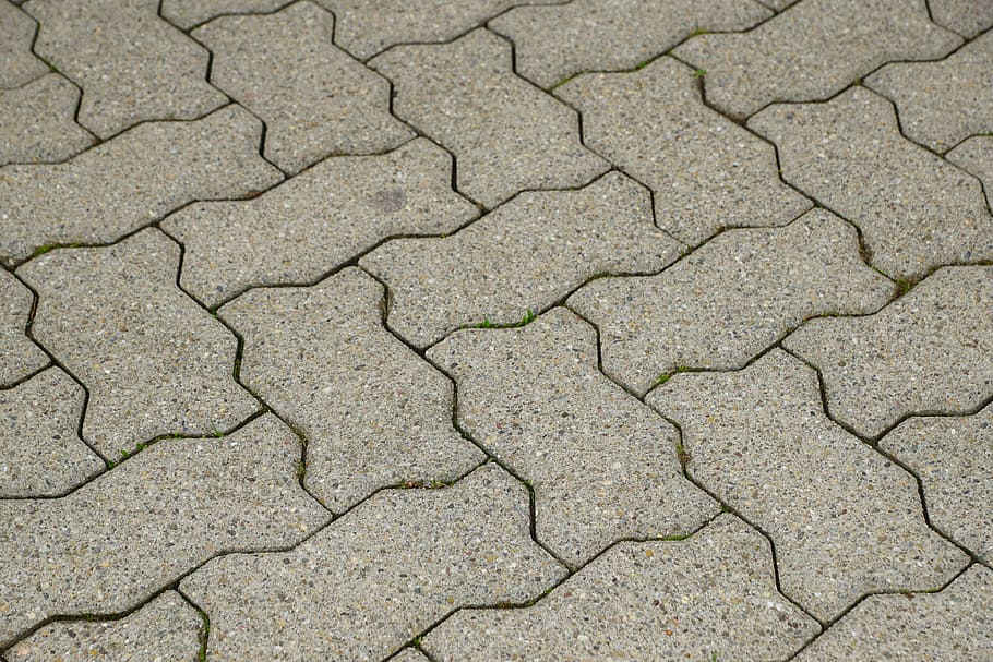 šedé betonové cihly, přízemní, chodník, dlažební kostky, dlažební kameny, vzor, Šedá