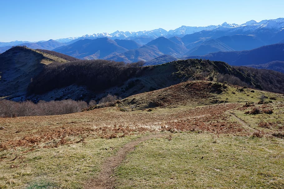 trek, hora, turistika, krajina, Příroda, dobrodružství, venkovní, kopec, nebe, Pyreneje, horizont