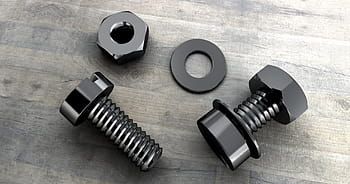 two, black, metal nut, bolts, washer, screw, thread, technology, mother, metal, hexagon nut