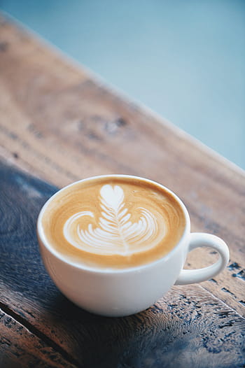 cup, coffee, wooden, table, cappuccino, latte, froth, espresso, drink, steamed, milk