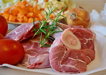 syrové maso, maso, tele, telecí maso, hovězí, osso buco, řezy nohou, soud, jíst, kuchařka, kuchyně