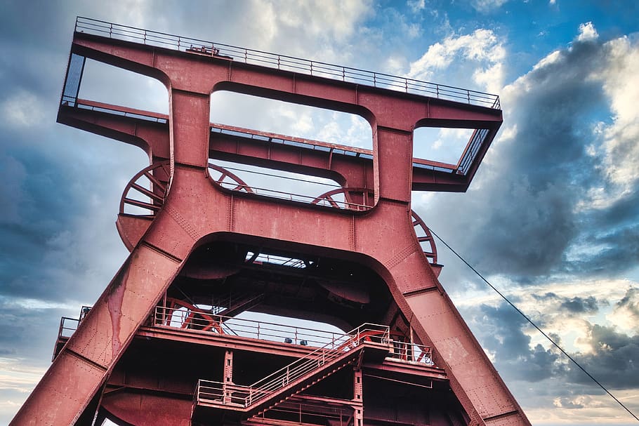 headframe, věž na vinutí doppelbocku, Ruhr oblast, účtovat, hornictví, historicky, pott, starý