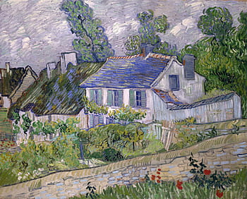 grigio, blu, verde, pittura di casa, vincent van gogh, arte, artistico, abilità artistica, pittura, olio su tela, paesaggio
