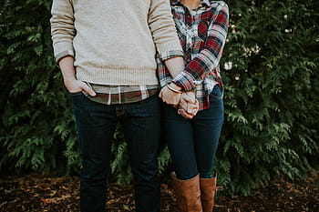 male, female, standing, trees, boy, girl, behind, tree, couple, people, man