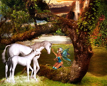 žena, modrý, křídlo, hospodářství, tvář, bílý, ilustrace koně, fantazie, jednorožec, poplatek, pohádky