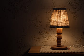 hnědý, stolní lampa, otočil, noční stolní lampa, světlo, noční stolek, osvětlení, elektrické světlo, paprsky, teplá bílá, žárovka