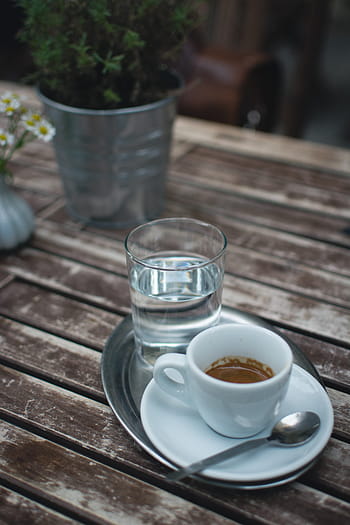 coffee espresso, wooden, table, Coffee, espresso, wooden table, outside, wood, cup, drink, wood - Material