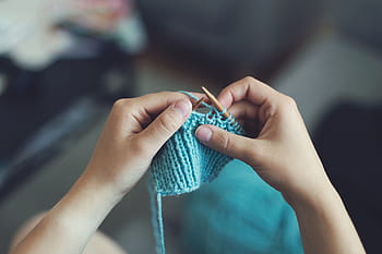 osoba, hospodářství, plést, textil, šít, dívka, ženský, udělat, vyrobit, vytvořit, zápisníku