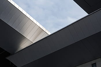 white, gray, building, daytime, sky, roof, clouds, steel, stadium, infrastructure, architecture