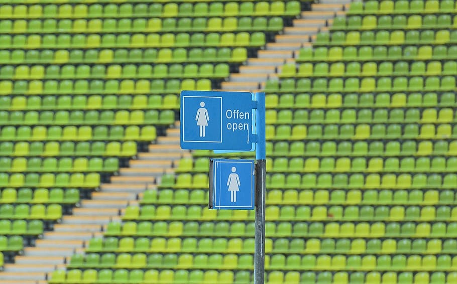 olympic stadium, olympic park, seats, shield, women, stadium, munich, sports center