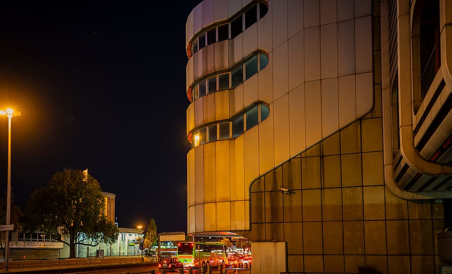 night graph, long exposure, night, evening, dark, illuminated, building, light, facade, window, modern