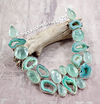 blue, crystal, studded, necklace, apatite, stone, aqua, green, druzy, drusy, jewelry
