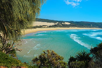 blu, digitale, sfondo, isola di fraser, testa indiana, spiaggia, kgari, costa, Australia, Queensland, oceano