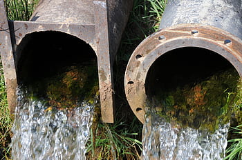 pipes, drainage, fluent, rust, splash, water, metal