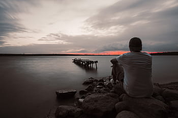 loneliness, mystery, man, a person, the emotion, sadness, gray, sad, depression, scenery, character