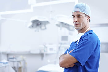 muž, nošení, modrý, ošetřovatelství, křoviny, horní, mužský, doktor, operační sál, zubař, zubní