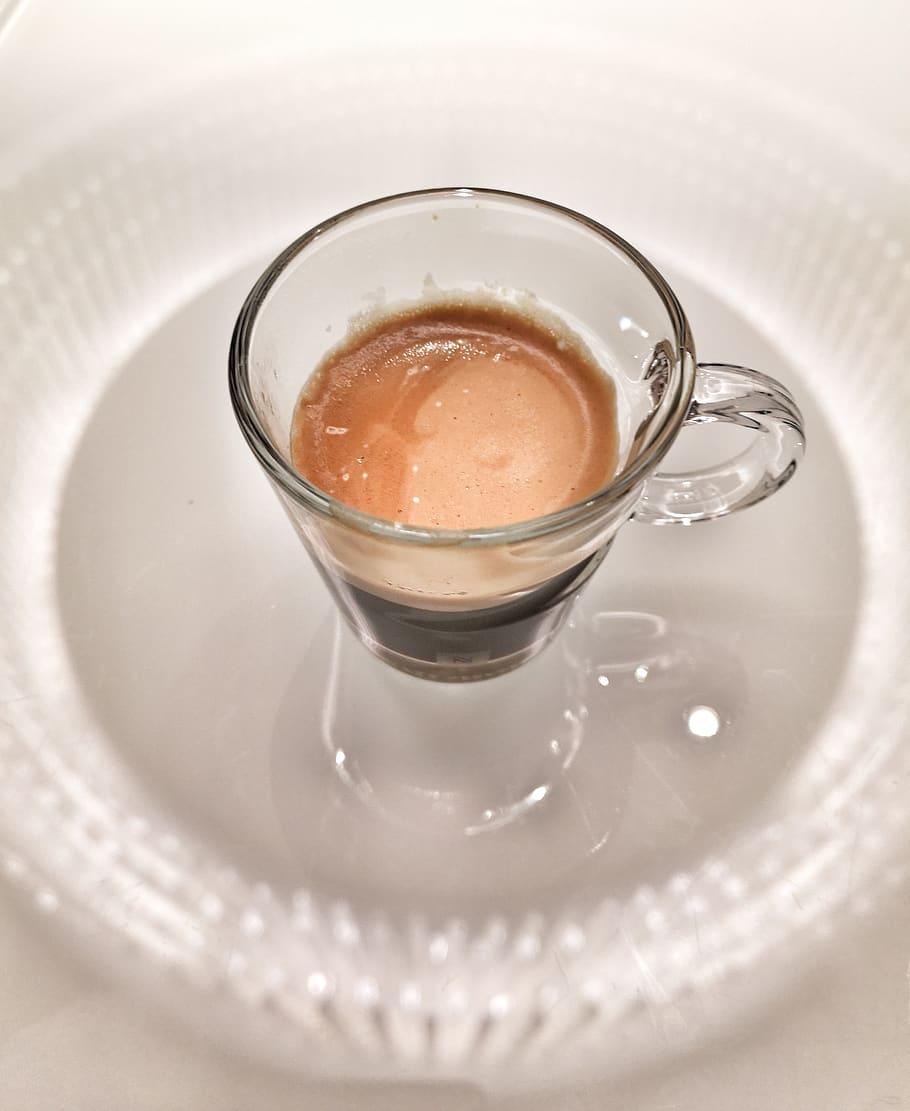 káva, kávový šálek, skleněný pohár, kavárna, espresso, světlo, kruh světla