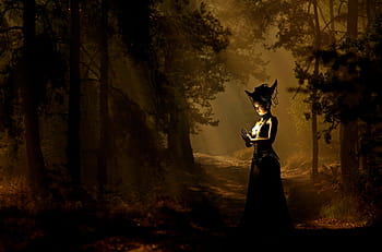 selective, color photography, woman, middle, woods, sorceress, the witch, forest, mystical, fairytale, fairy tales