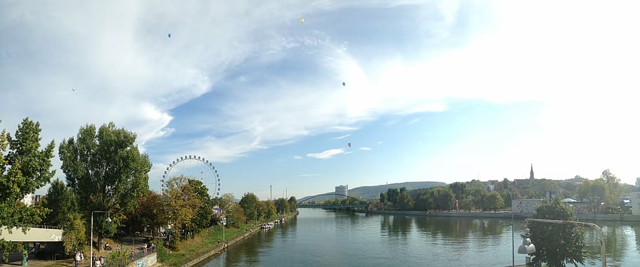 wasen, stuttgart, Ruské kolo, řeka, náhrdelník, strom, nebe, Příroda, cannstatter wasen, festival, krajina