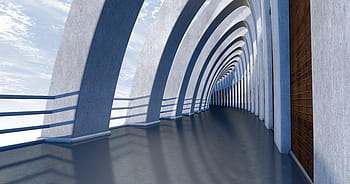 witte gang, architectuur, bende, modern, glas, perspectief, gebouw, futuristische, structuur, reflectie, achtergrond
