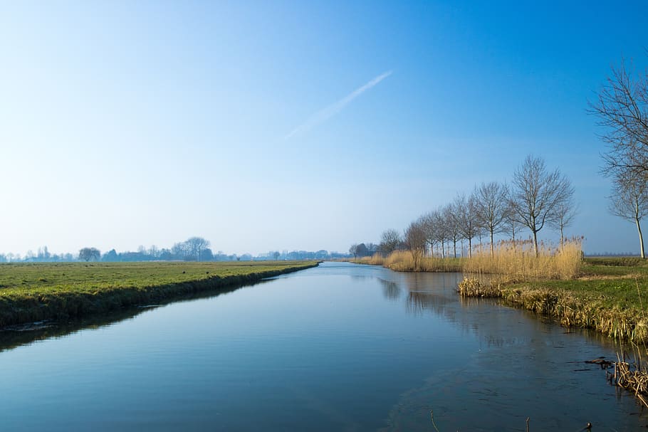 body of water, nature, river, no person, the dome of the sky, alm, almkerk the netherlands, landscape
