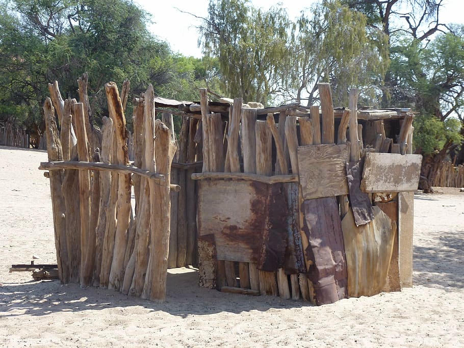 hut, landscape, namibia, travel