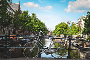 kanal, cykel, amsterdam, holland, by-, urban scene, udendørs, hollandsk kultur, gade, cykling, byliv