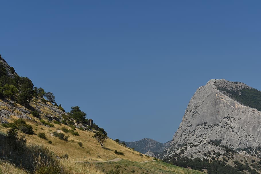 mountain, slope, trees, sky, landscape, nature, mountains, beautiful, great, summer, travel
