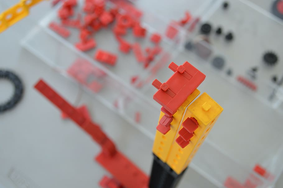 robotické, děti, hraní, lego, škola, vysoký úhel pohledu, nikdo, detail, uvnitř, den