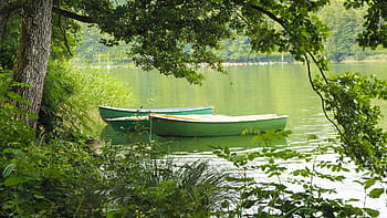 three, jon boats, body, water, rowing boat, lake, fun, swim, summer, waters, nature