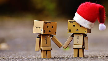 dva, danbo, digitální, tapeta na zeď, Vánoce, postava, spolu, ruku v ruce, milovat, jednotnost, pro dva