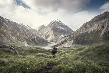 mountain walker, wanderer, mountain landscape, hiking, mountain hiking, nature, alpine, landscape, mountains, outdoor, hike