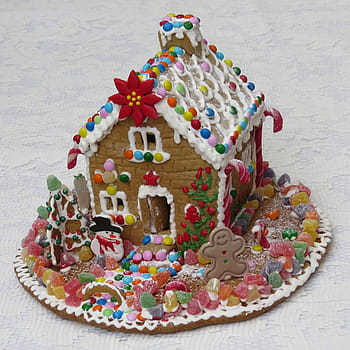 közelkép, fénykép, cookie-ház, mézeskalács ház, cukrászsütemény, mézeskalács, cukorka, édes, színek, dekoráció, Karácsony