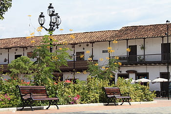 architektura kolonialna, park, architektura, Miejski krajobraz, santa fe de antioquia, Kolumbia, ogród