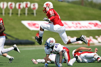 nfl player, jumping, game, american football, football, football player, running, leaping, chasing, american football field, team