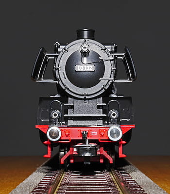 rosso, nero, treno, locomotiva a vapore, modello, modellismo ferroviario, treno espresso, BR03, br 03, vista frontale, scala h0