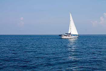 white, ocean, daytime, Sailboat, Sea, Ship, Sky, Blue, Travel, sky, blue, nature