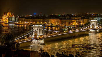 angezündet, Hängebrücke, Stadt, Budapest, Brücke, Wasser, Kettenbrücke, Panorama, Fluss, die Architektur, Landschaft