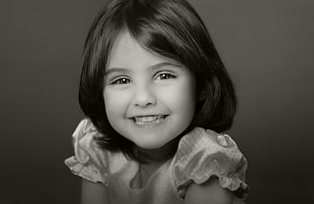 portrait, girl grayscale photo, kids, child, people, smiling, girl, young, childhood, love, children
